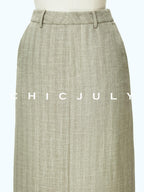 chicjuly Old Money Stand Collar Vest High Waist Skirt Women's Brown Skirt Suits