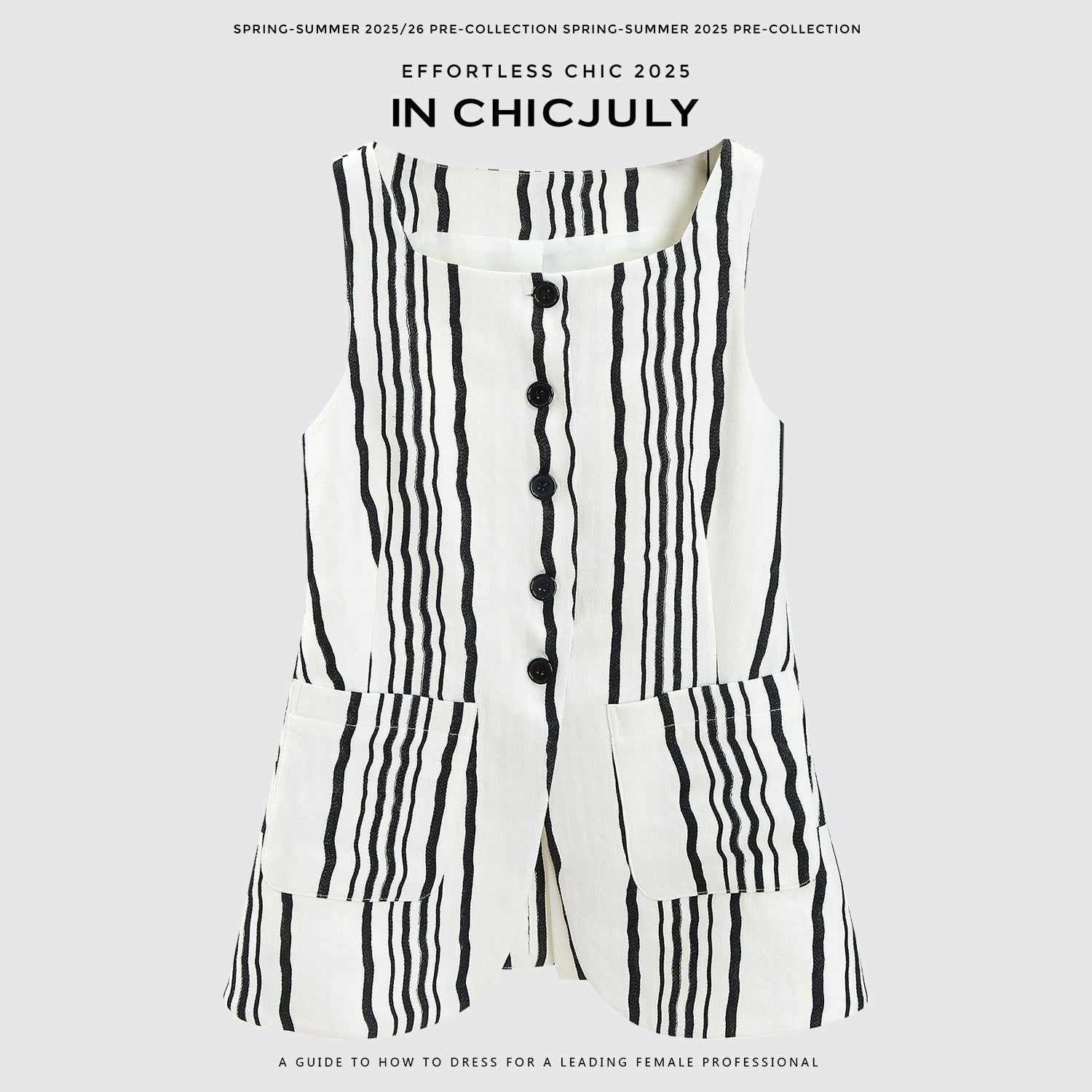 chicjuly Old Money Striped Colorblock Vest And Shorts Women's Pant Suits 930919458686