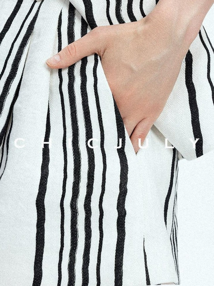 chicjuly Old Money Striped Colorblock Vest And Shorts Women's Pant Suits