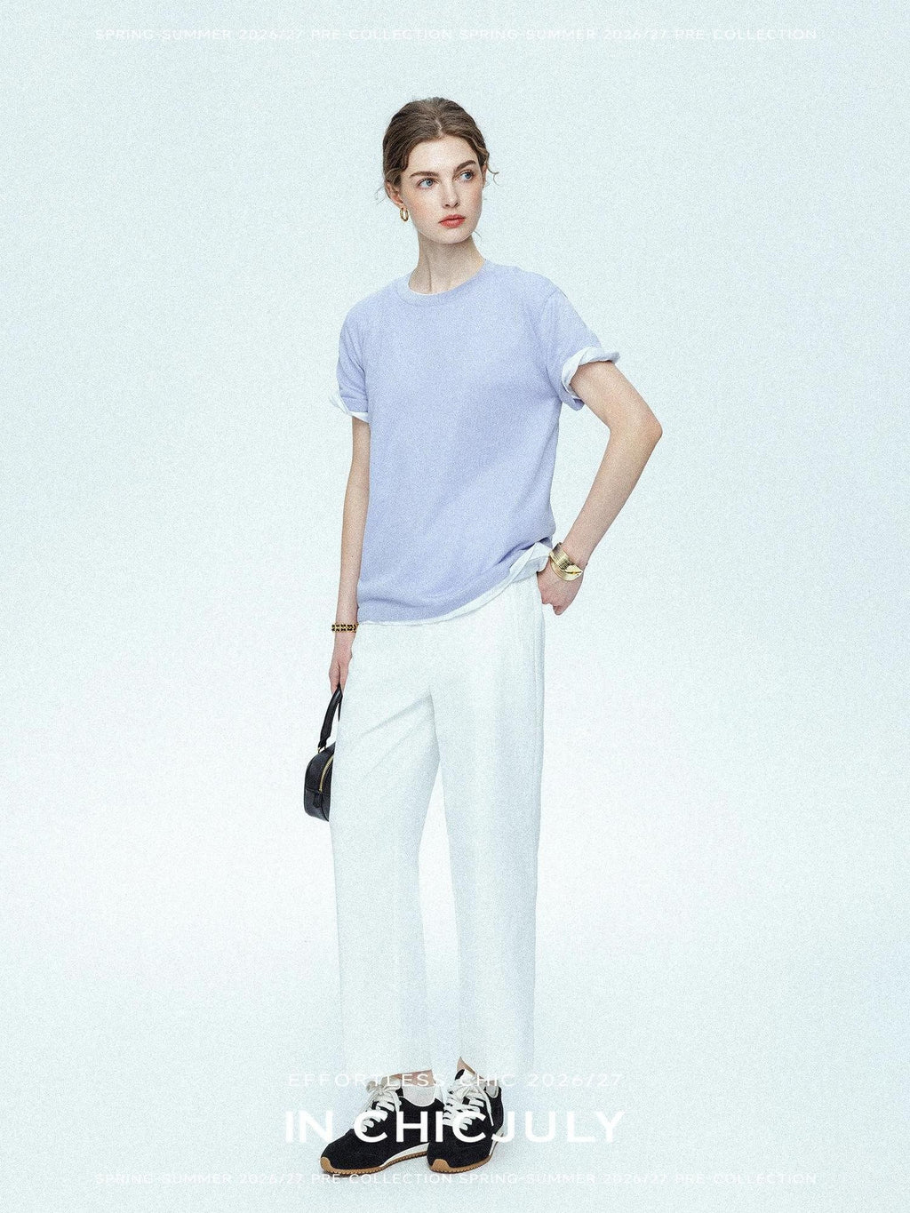 chicjuly Openwork Yarn Curved Silhouette Women's High Waist Straight Leg Chinos