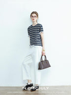 chicjuly Openwork Yarn Curved Silhouette Women's High Waist Straight Leg Chinos