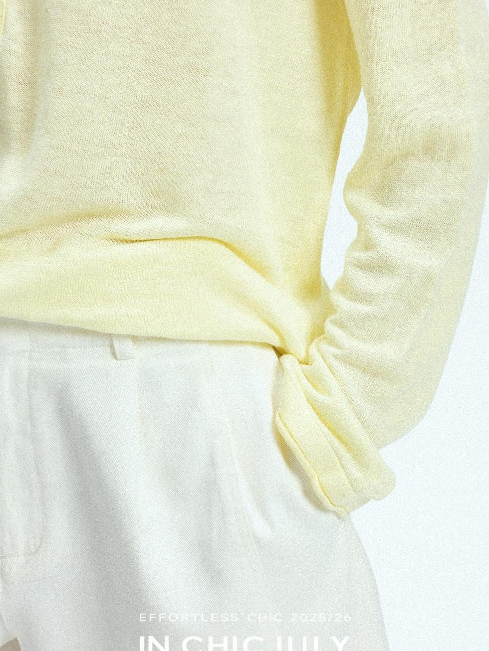 chicjuly Pale Lemon Buttoned Henley Relaxed Women's Linen Uv Long Sleeve T-shirts