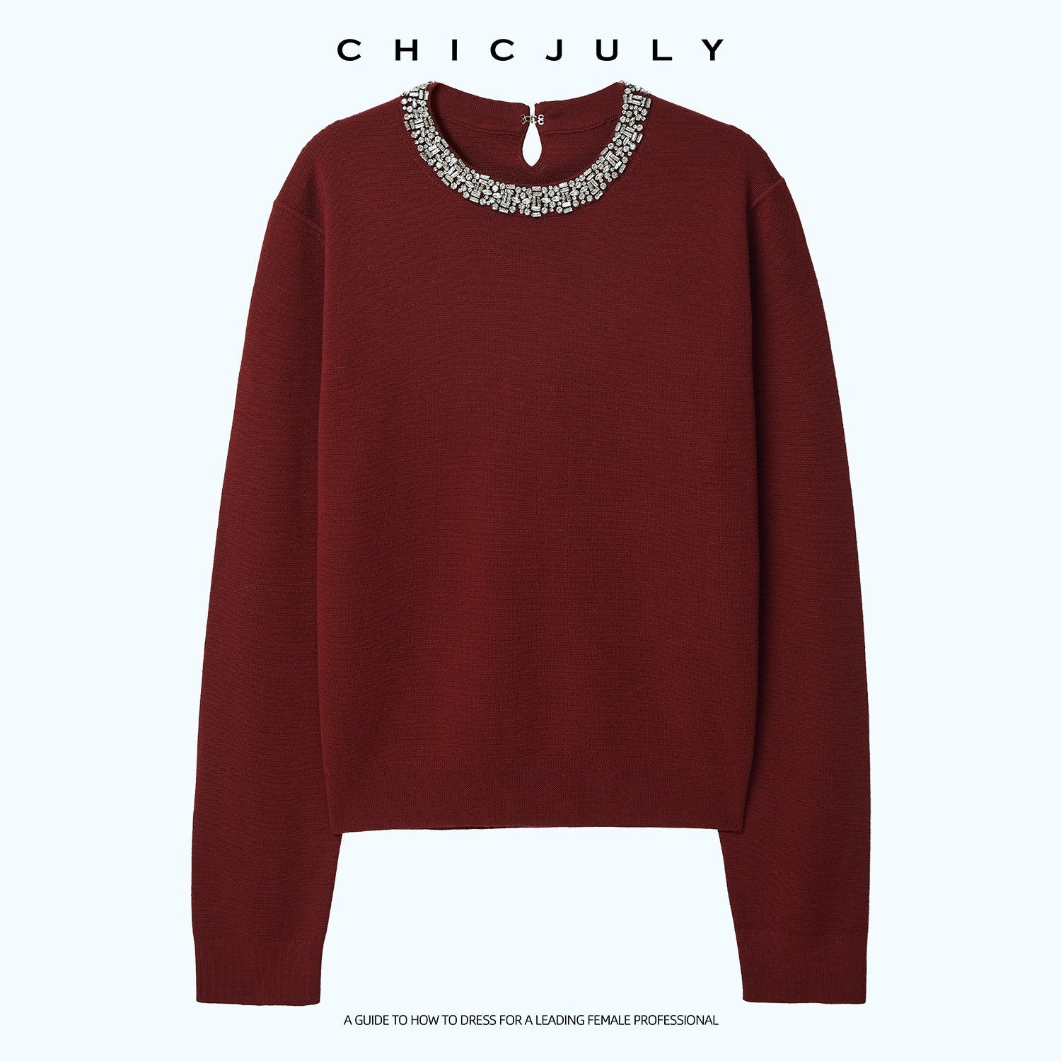 chicjuly Paris Night Crystal Embellished Women's 100 Percent Wool Long Sleeve T-shirts 1006944570480