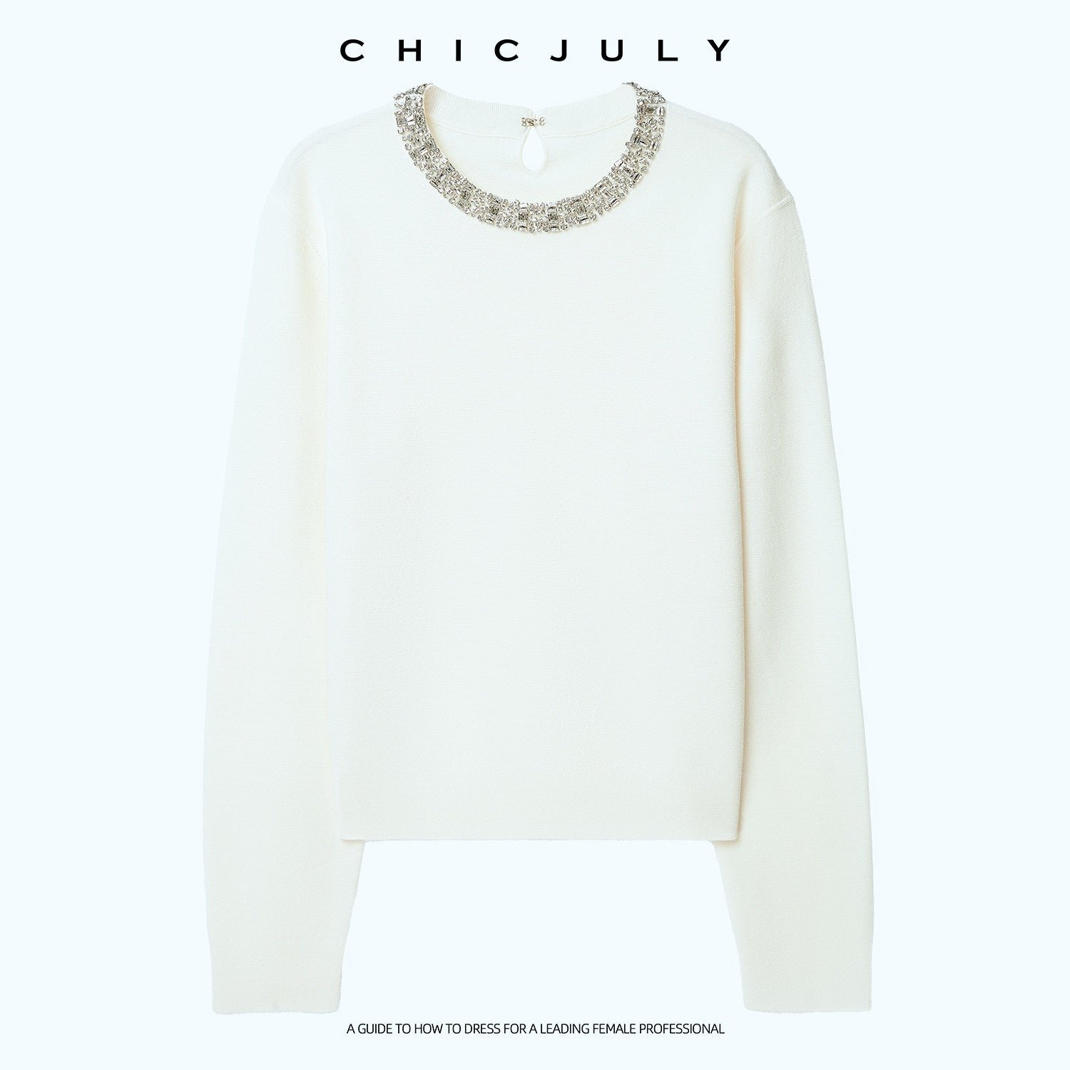 chicjuly Paris Night Crystal Embellished Women's 100 Percent Wool Long Sleeve T-shirts 1006944570480