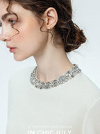 chicjuly Paris Night Crystal Embellished Women's 100 Percent Wool Long Sleeve T-shirts