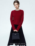 chicjuly Paris Night Crystal Embellished Women's 100 Percent Wool Long Sleeve T-shirts