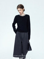 chicjuly Paris Night Crystal Embellished Women's 100 Percent Wool Long Sleeve T-shirts