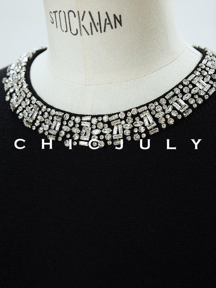 chicjuly Paris Night Crystal Embellished Women's 100 Percent Wool Long Sleeve T-shirts