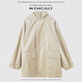 chicjuly Phantom Oil Wax Stand Collar Flap Pocket Zipper Women's Windbreakers 963111310943