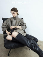 chicjuly Phantom Oil Wax Stand Collar Flap Pocket Zipper Women's Windbreakers