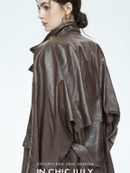 chicjuly Phantom Oil Wax Stand Collar Flap Pocket Zipper Women's Windbreakers
