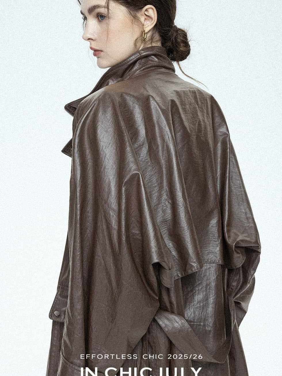 chicjuly Phantom Oil Wax Stand Collar Flap Pocket Zipper Women's Windbreakers
