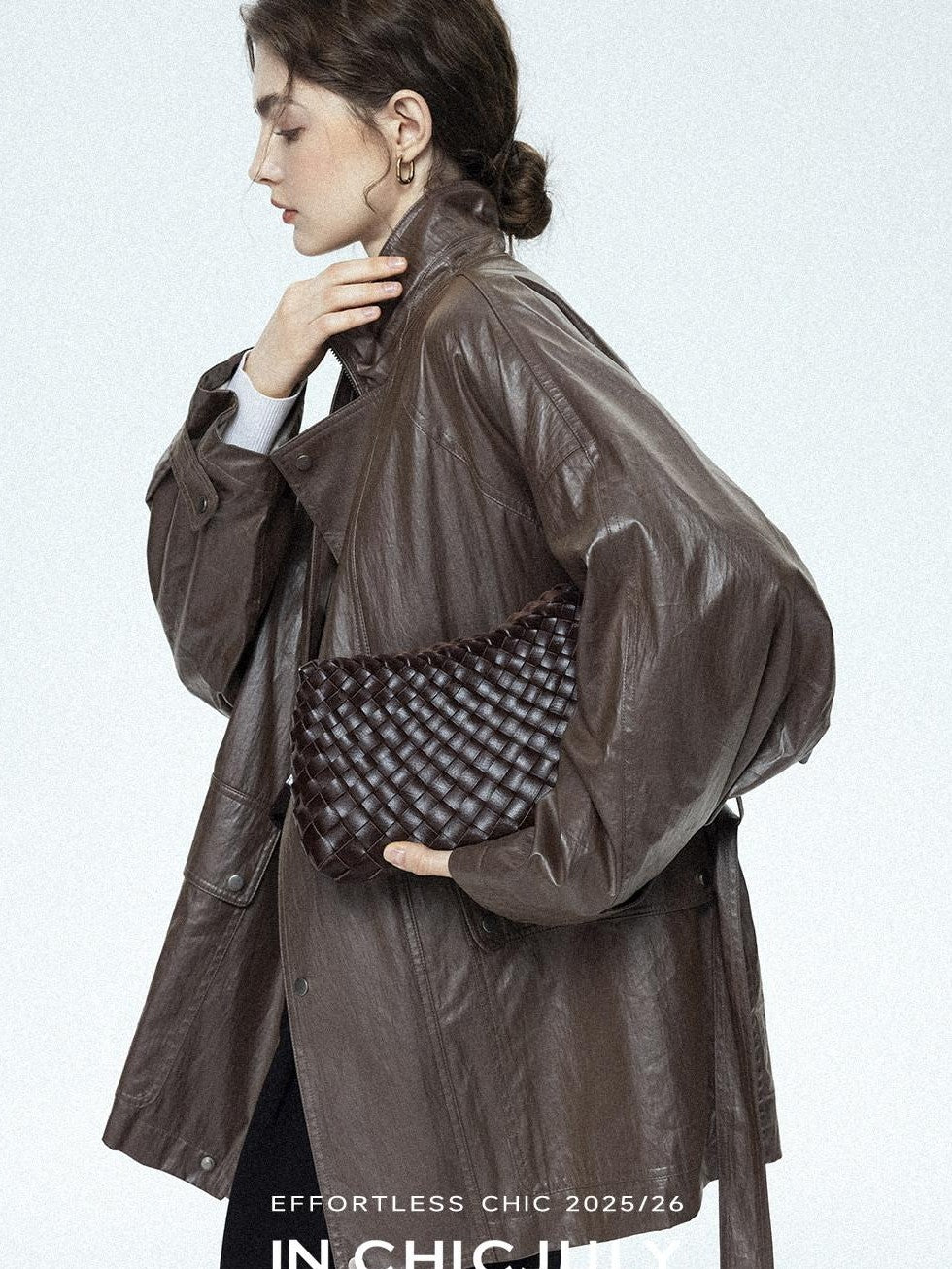 chicjuly Phantom Oil Wax Stand Collar Flap Pocket Zipper Women's Windbreakers