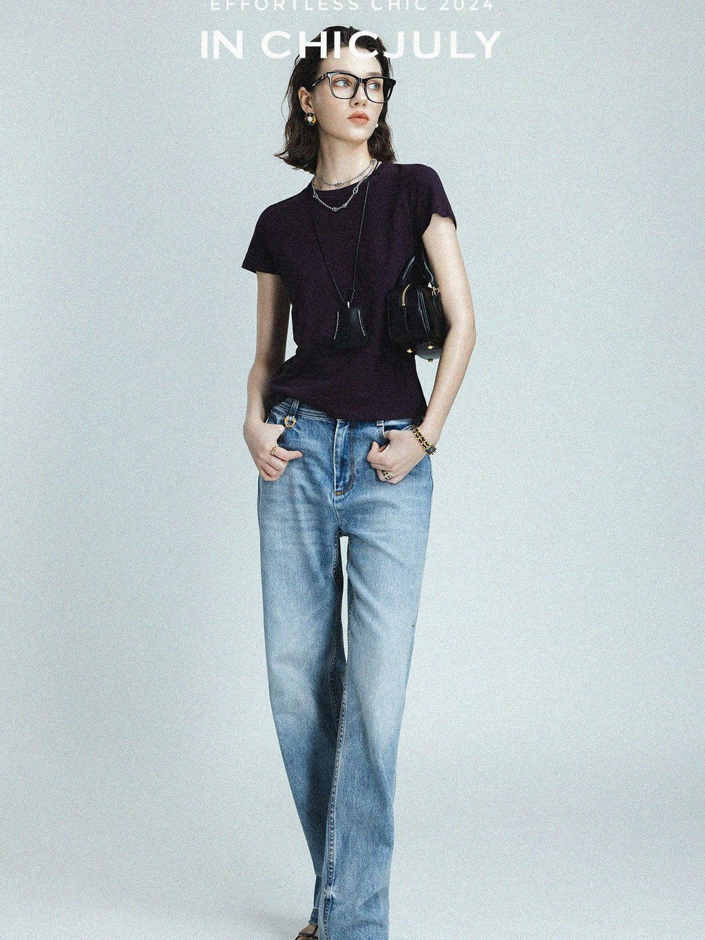 chicjuly Raspberry Minimal Straight Round Neck Women's Cotton Linen Short Sleeve T-shirts