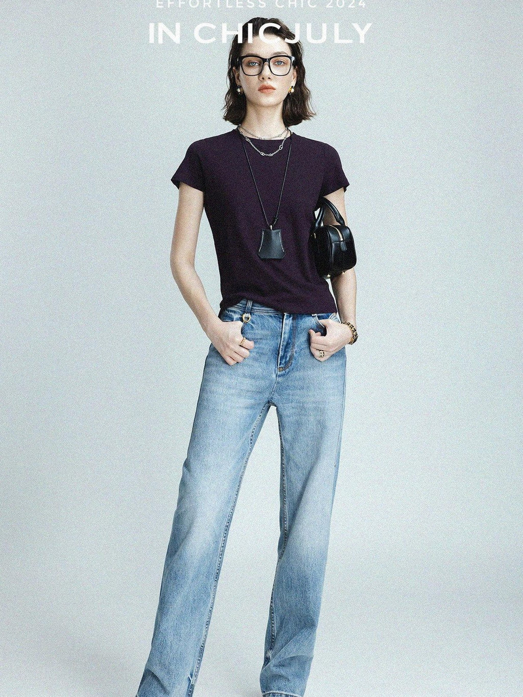 chicjuly Raspberry Minimal Straight Round Neck Women's Cotton Linen Short Sleeve T-shirts