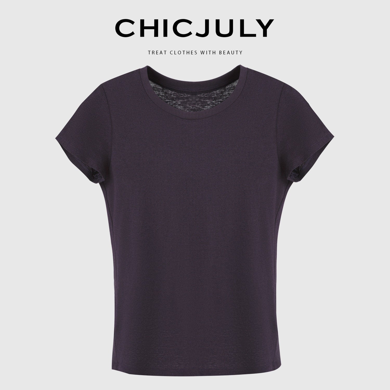 chicjuly Raspberry Solid Knit Crewneck Slim Women's Cotton Linen Short Sleeve T-shirts 884615774368