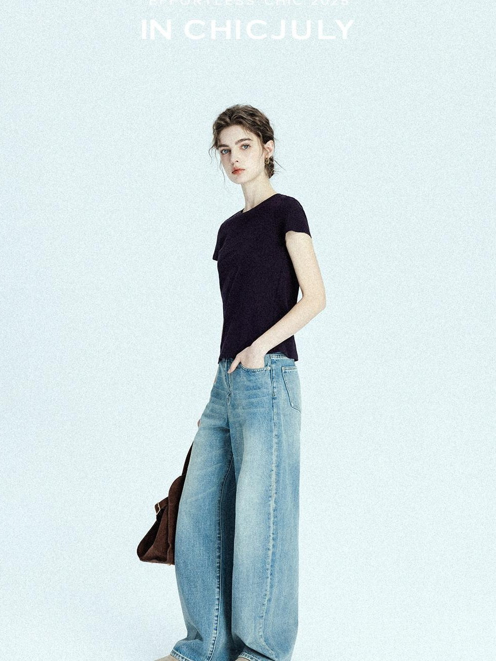 chicjuly Raspberry Solid Knit Crewneck Slim Women's Cotton Linen Short Sleeve T-shirts