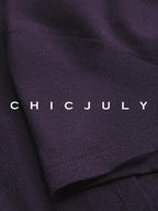 chicjuly Raspberry Solid Knit Crewneck Slim Women's Cotton Linen Short Sleeve T-shirts
