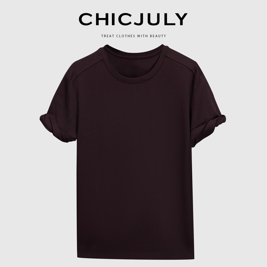 chicjuly Relaxed Hand Rolled Hem 3d Round Neck Women's Cotton Short Sleeve T-shirts 917190566703