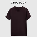 chicjuly Relaxed Hand Rolled Hem 3d Round Neck Women's Cotton Short Sleeve T-shirts 917190566703