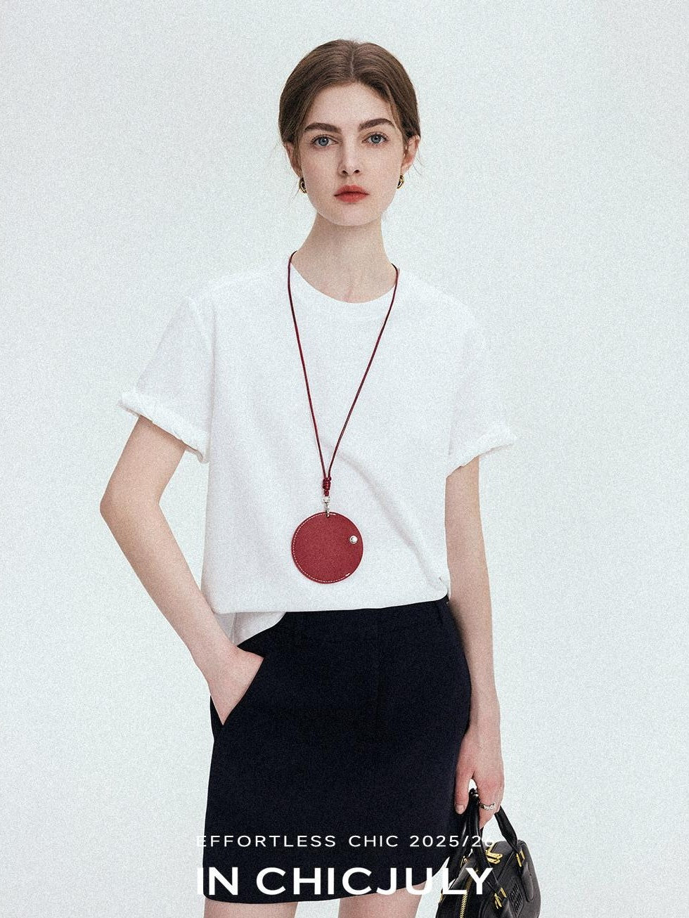chicjuly Relaxed Hand Rolled Hem 3d Round Neck Women's Cotton Short Sleeve T-shirts