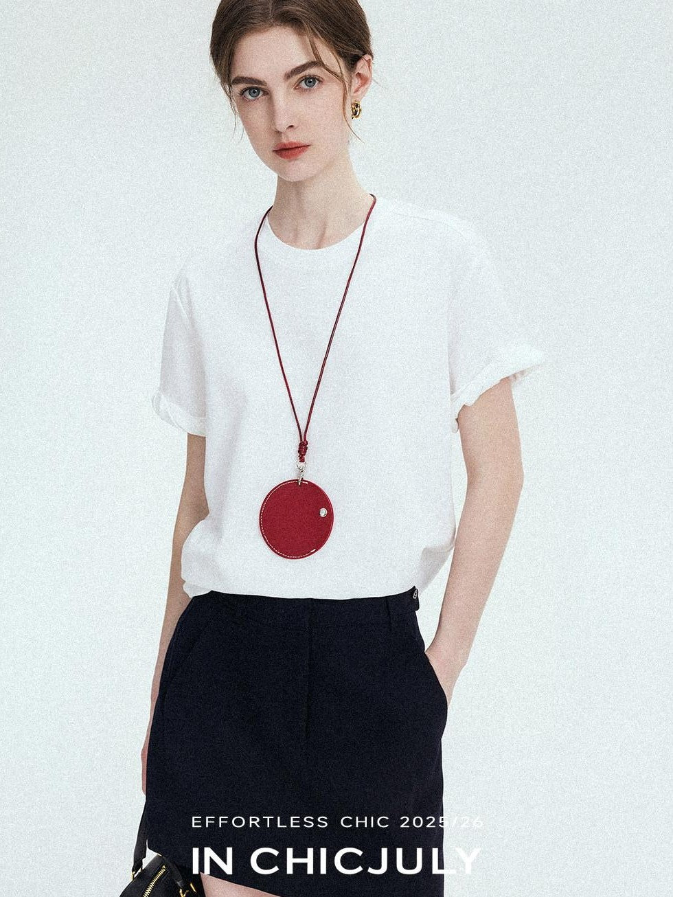chicjuly Relaxed Hand Rolled Hem 3d Round Neck Women's Cotton Short Sleeve T-shirts