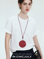 chicjuly Relaxed Hand Rolled Hem 3d Round Neck Women's Cotton Short Sleeve T-shirts