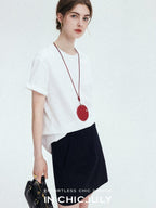 chicjuly Relaxed Hand Rolled Hem 3d Round Neck Women's Cotton Short Sleeve T-shirts