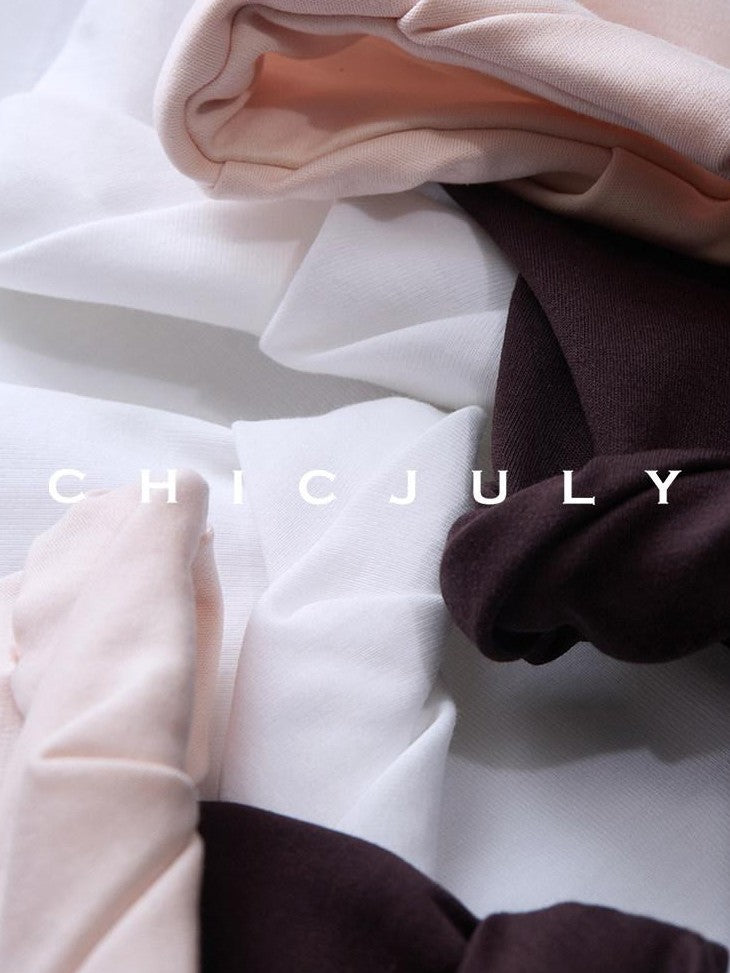 chicjuly Relaxed Hand Rolled Hem 3d Round Neck Women's Cotton Short Sleeve T-shirts