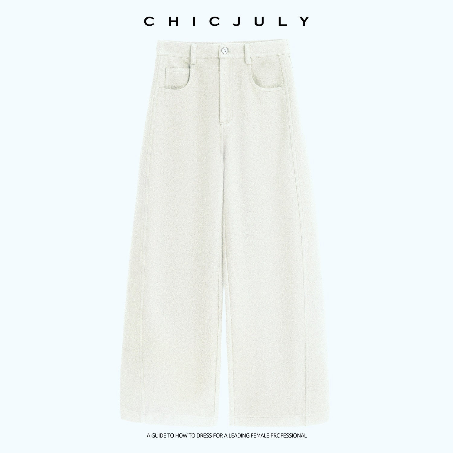 chicjuly Relaxed Minimalist Curved Slimming Women's Wool High Waist Wide-leg Pants 999460140274