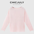 chicjuly Reverse Knit Rolled Hem Side Slit Women's Cotton Long Sleeve T-shirts 820141671852