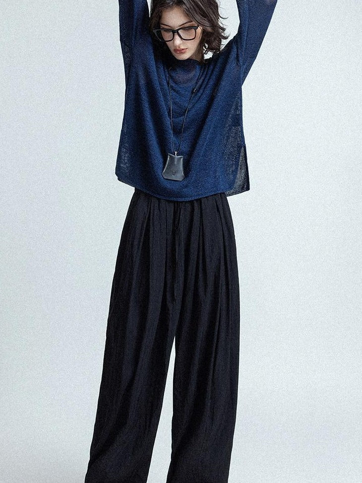 chicjuly Reverse Knit Rolled Hem Side Slit Women's Cotton Long Sleeve T-shirts