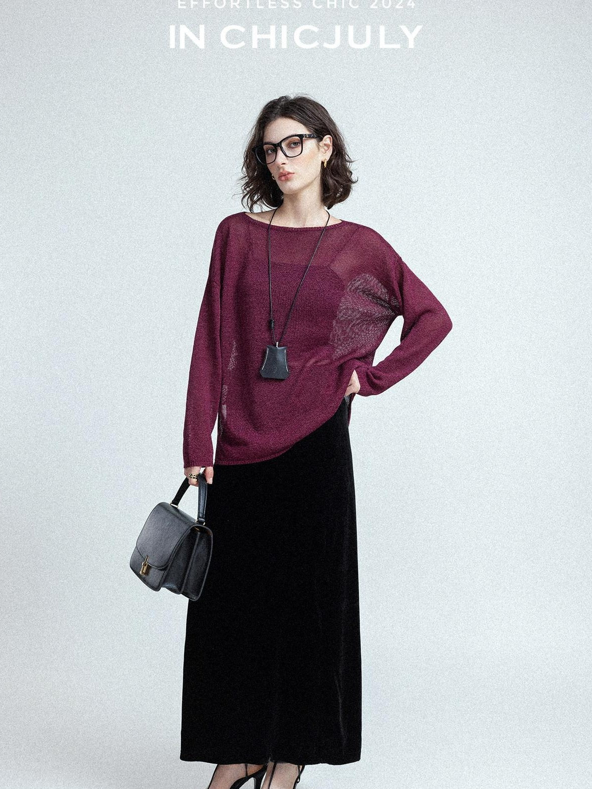 chicjuly Reverse Knit Rolled Hem Side Slit Women's Cotton Long Sleeve T-shirts