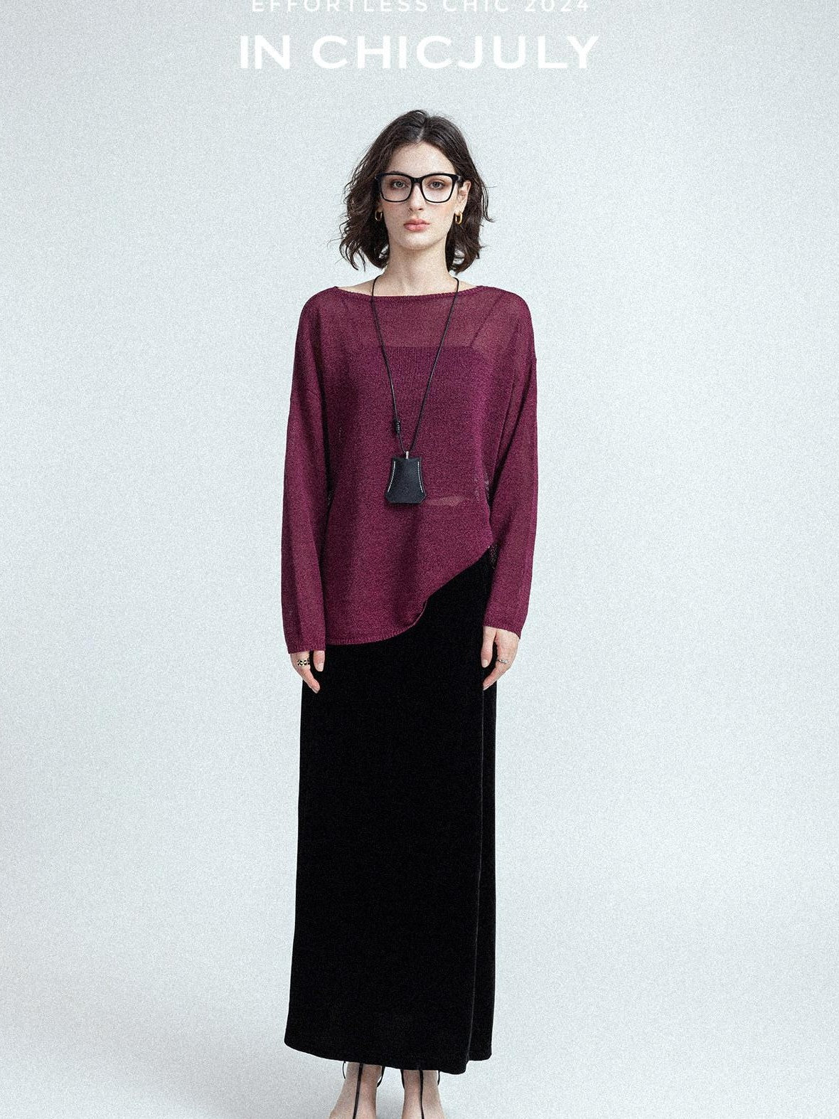 chicjuly Reverse Knit Rolled Hem Side Slit Women's Cotton Long Sleeve T-shirts