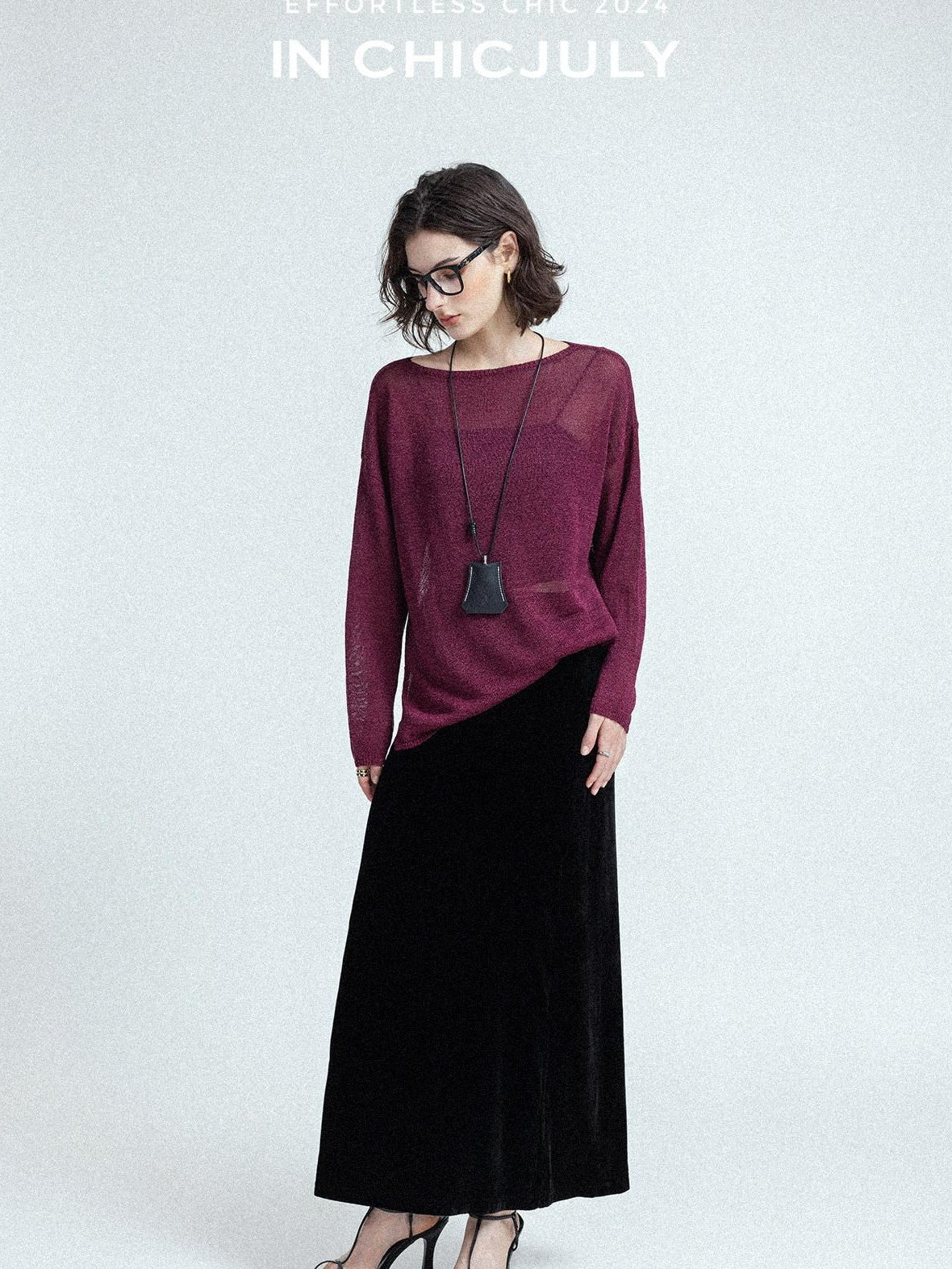 chicjuly Reverse Knit Rolled Hem Side Slit Women's Cotton Long Sleeve T-shirts