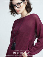 chicjuly Reverse Knit Rolled Hem Side Slit Women's Cotton Long Sleeve T-shirts