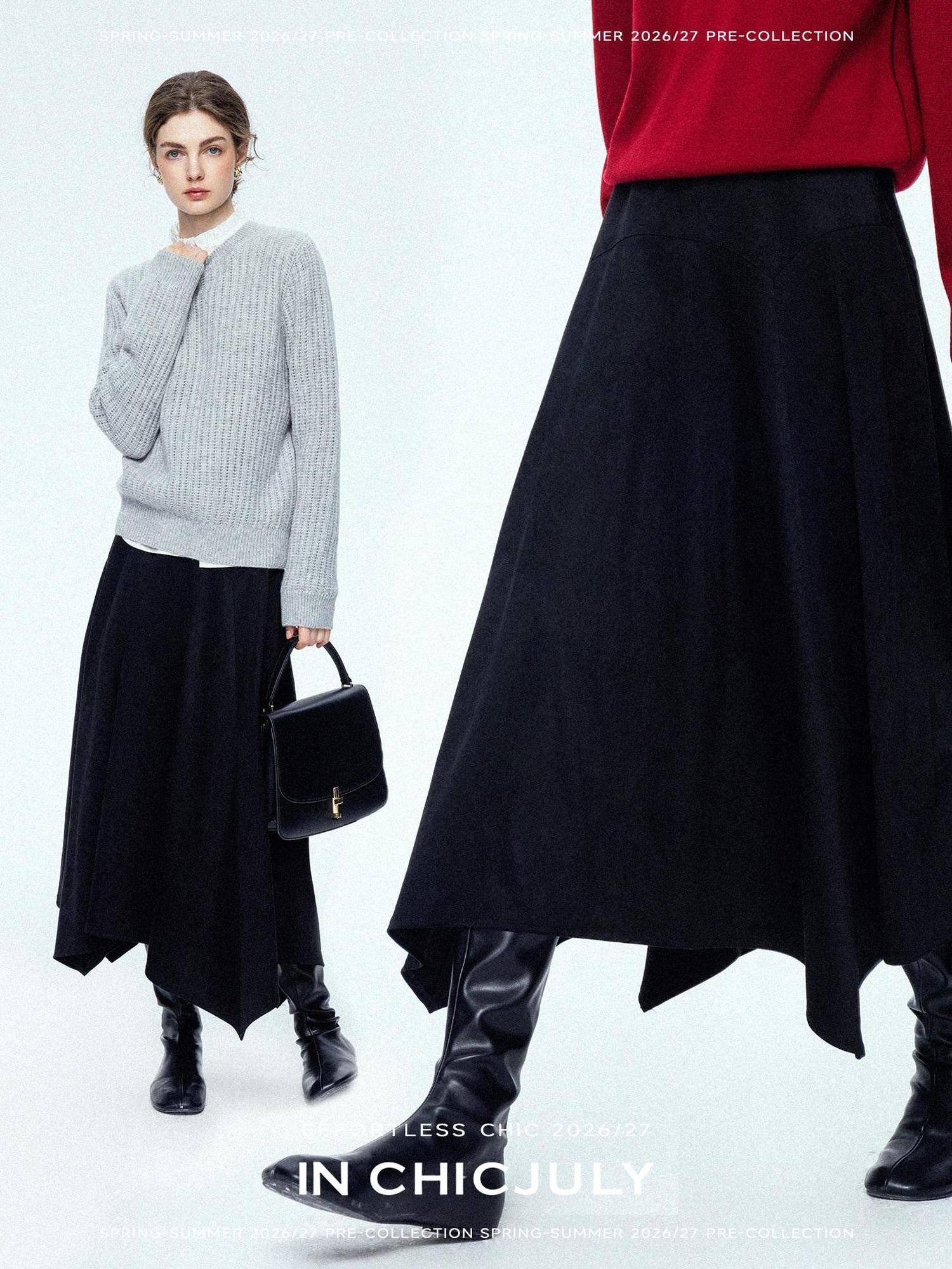 chicjuly Reverse Suede Irregular Multi Panel High Waisted Women's Maxi Skirts