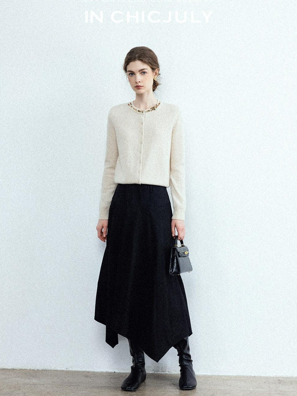 chicjuly Reverse Suede Irregular Multi Panel High Waisted Women's Maxi Skirts