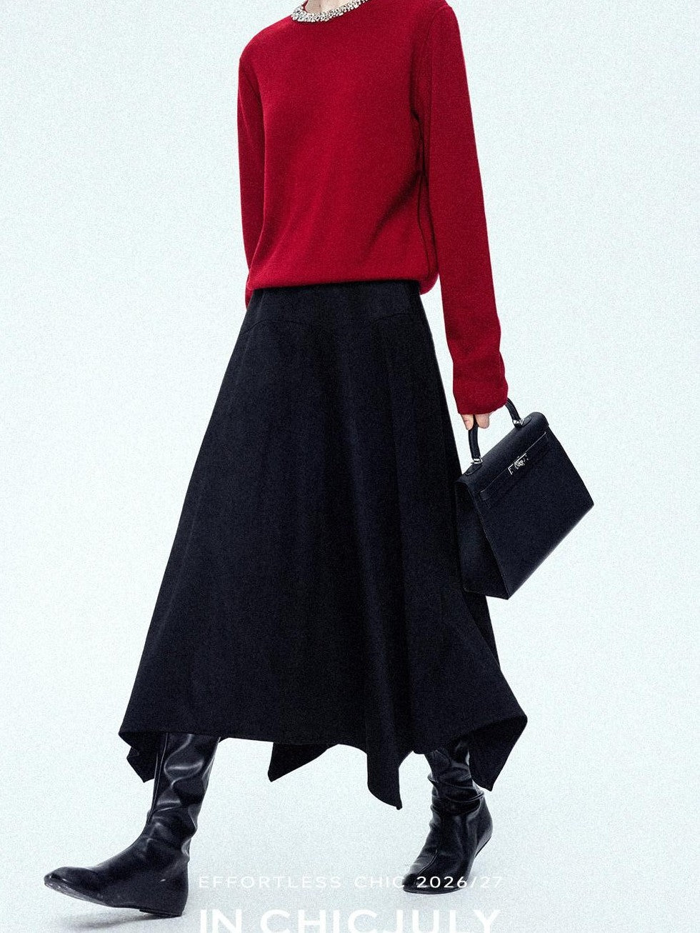 chicjuly Reverse Suede Irregular Multi Panel High Waisted Women's Maxi Skirts