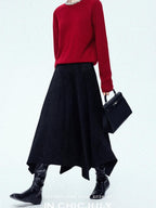chicjuly Reverse Suede Irregular Multi Panel High Waisted Women's Maxi Skirts