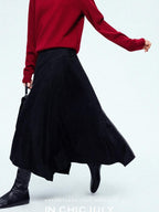 chicjuly Reverse Suede Irregular Multi Panel High Waisted Women's Maxi Skirts