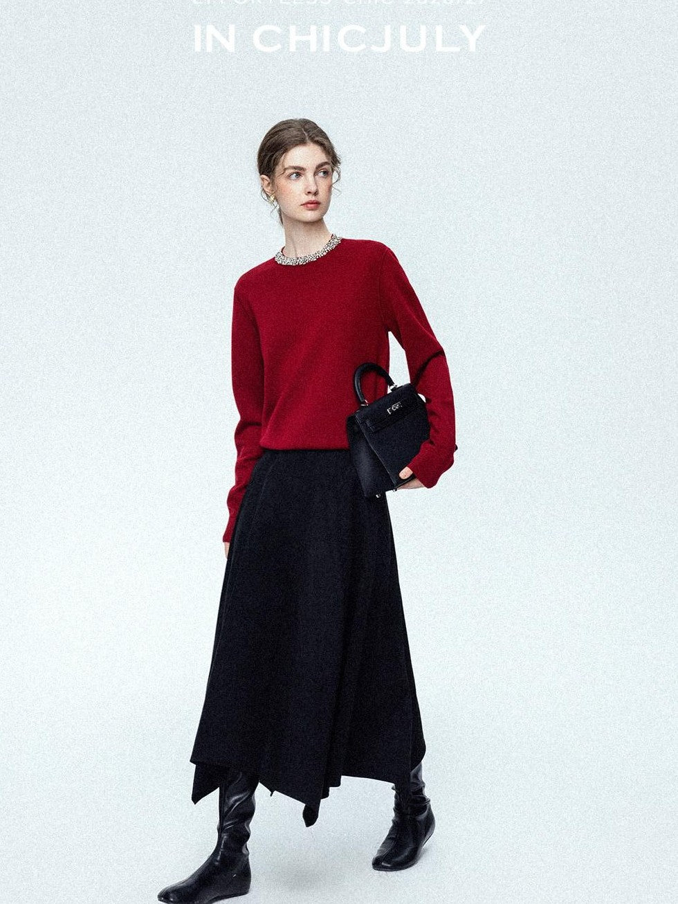 chicjuly Reverse Suede Irregular Multi Panel High Waisted Women's Maxi Skirts
