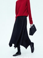 chicjuly Reverse Suede Irregular Multi Panel High Waisted Women's Maxi Skirts