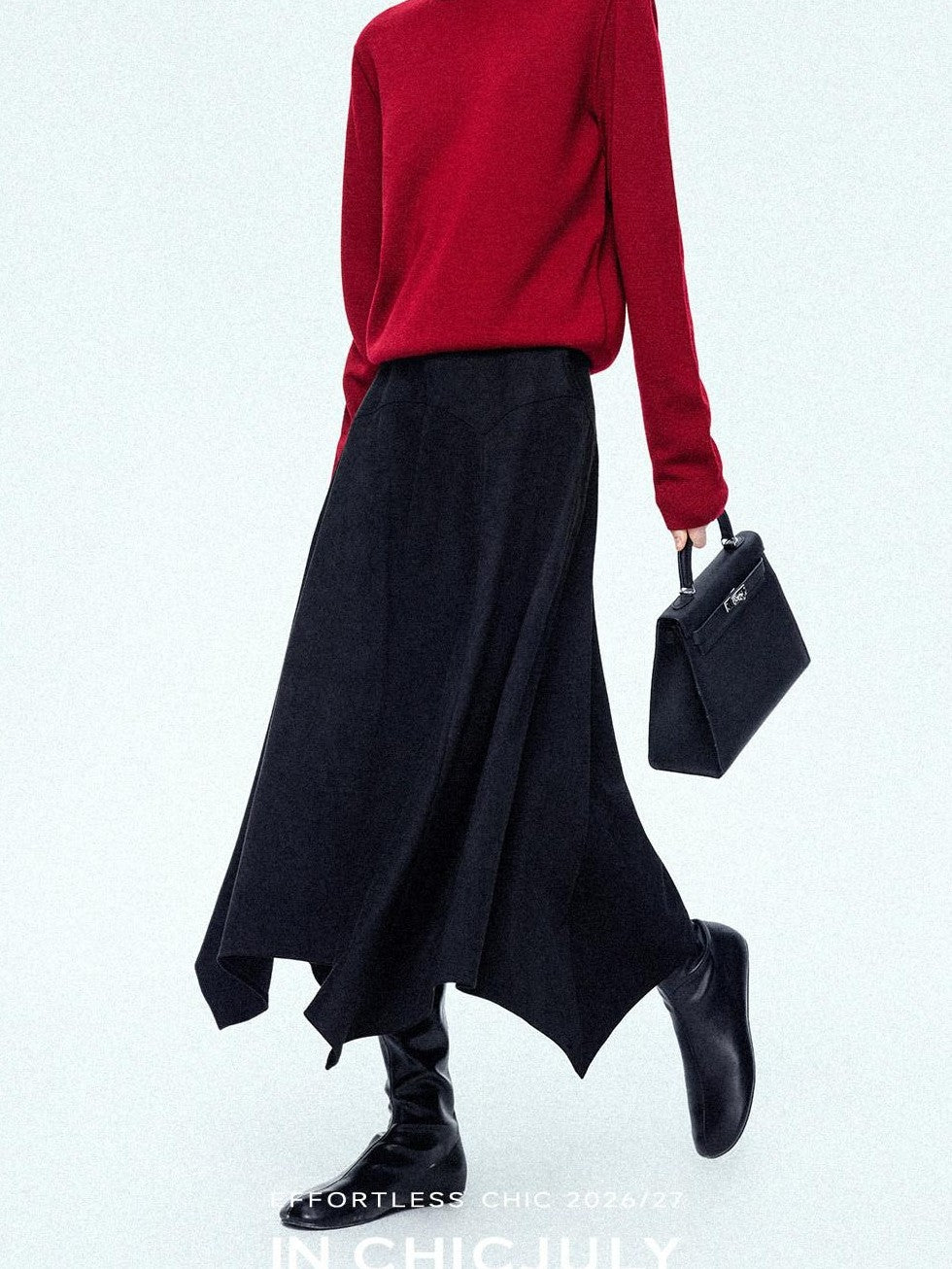 chicjuly Reverse Suede Irregular Multi Panel High Waisted Women's Maxi Skirts