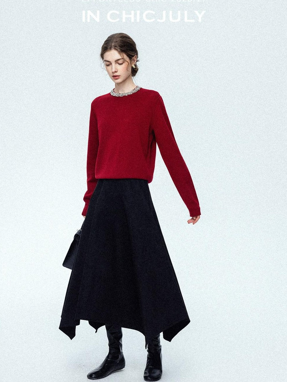 chicjuly Reverse Suede Irregular Multi Panel High Waisted Women's Maxi Skirts