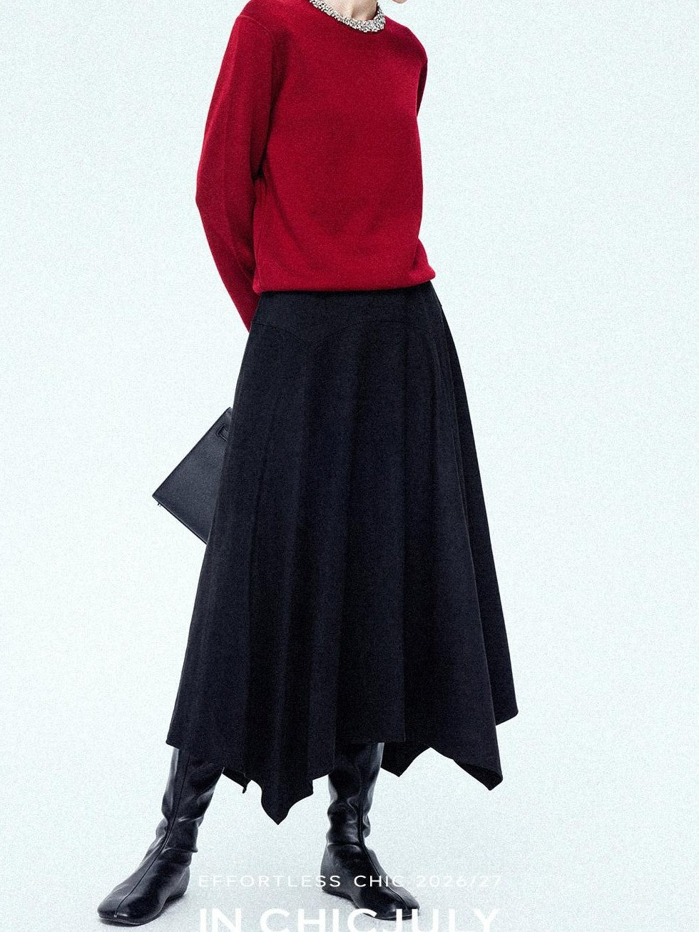 chicjuly Reverse Suede Irregular Multi Panel High Waisted Women's Maxi Skirts