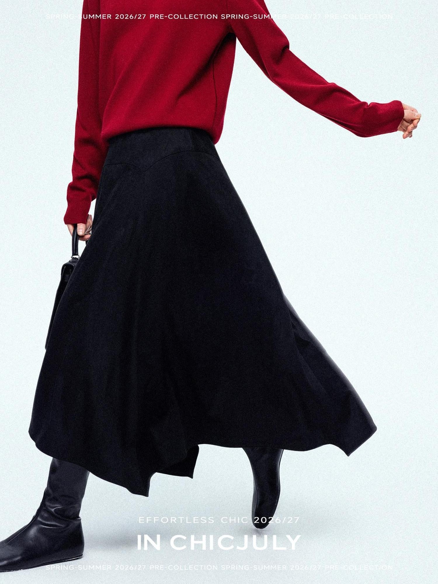chicjuly Reverse Suede Irregular Multi Panel High Waisted Women's Maxi Skirts