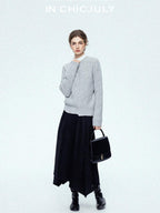 chicjuly Reverse Suede Irregular Multi Panel High Waisted Women's Maxi Skirts