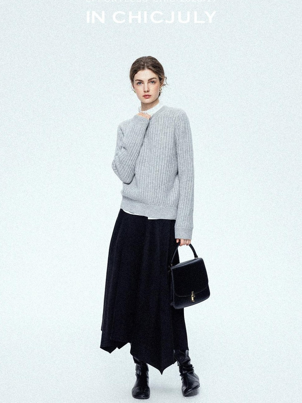 chicjuly Reverse Suede Irregular Multi Panel High Waisted Women's Maxi Skirts