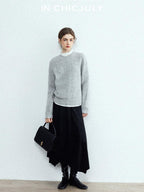 chicjuly Reverse Suede Irregular Multi Panel High Waisted Women's Maxi Skirts